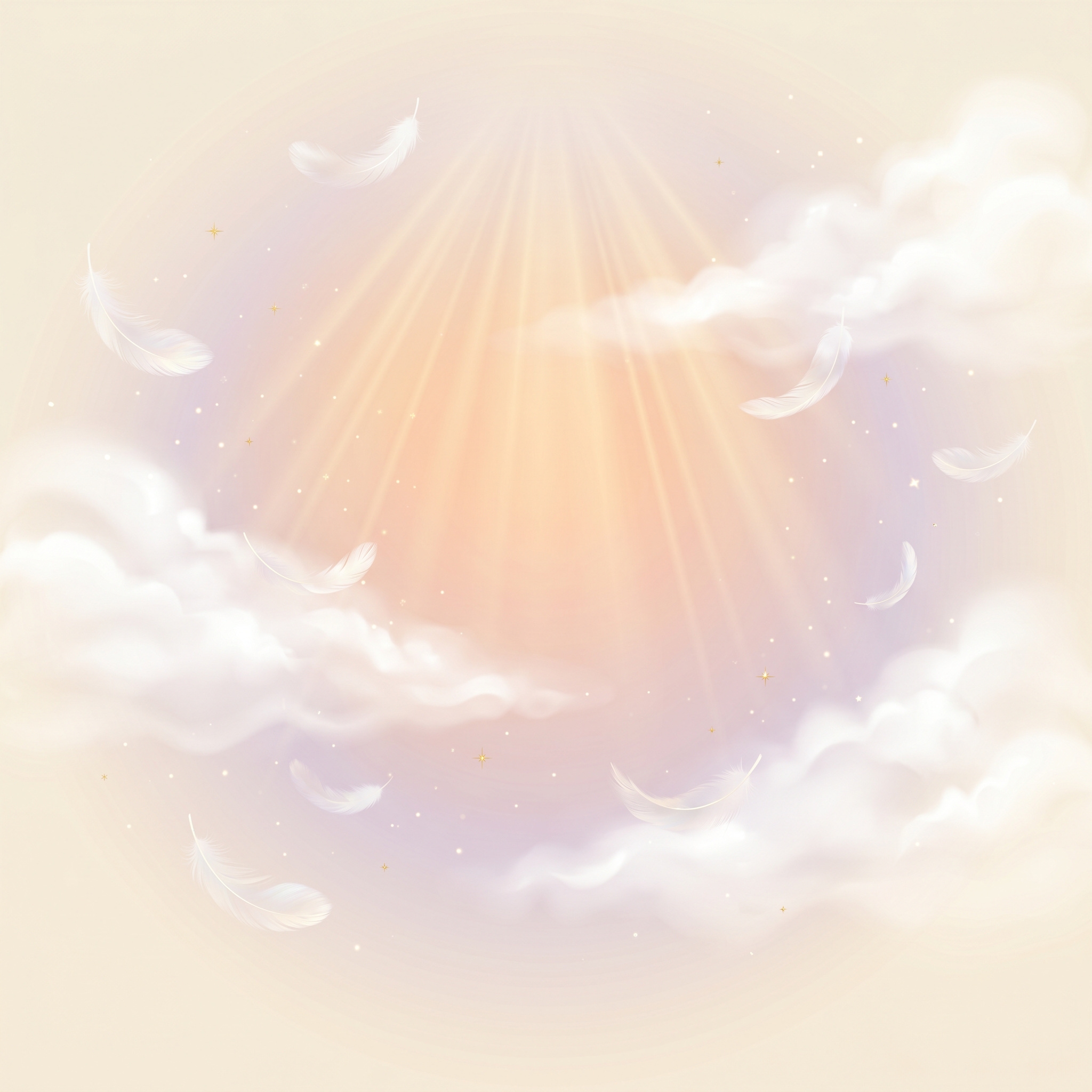 Zachte zonnestralen door de wolken met veren
