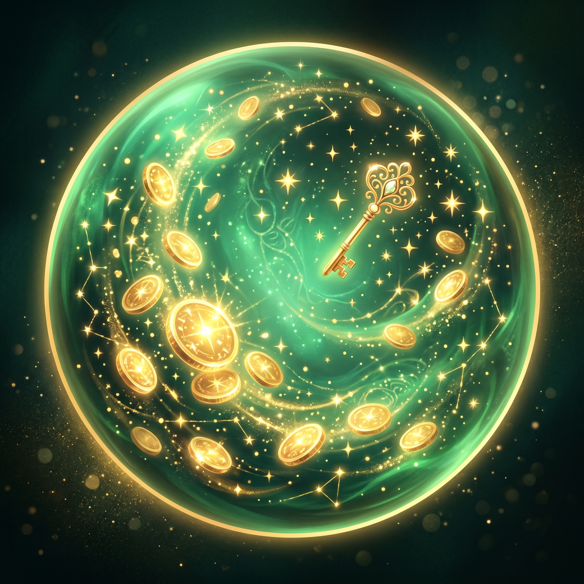 Smaragdgroene kristallen bol met gouden licht