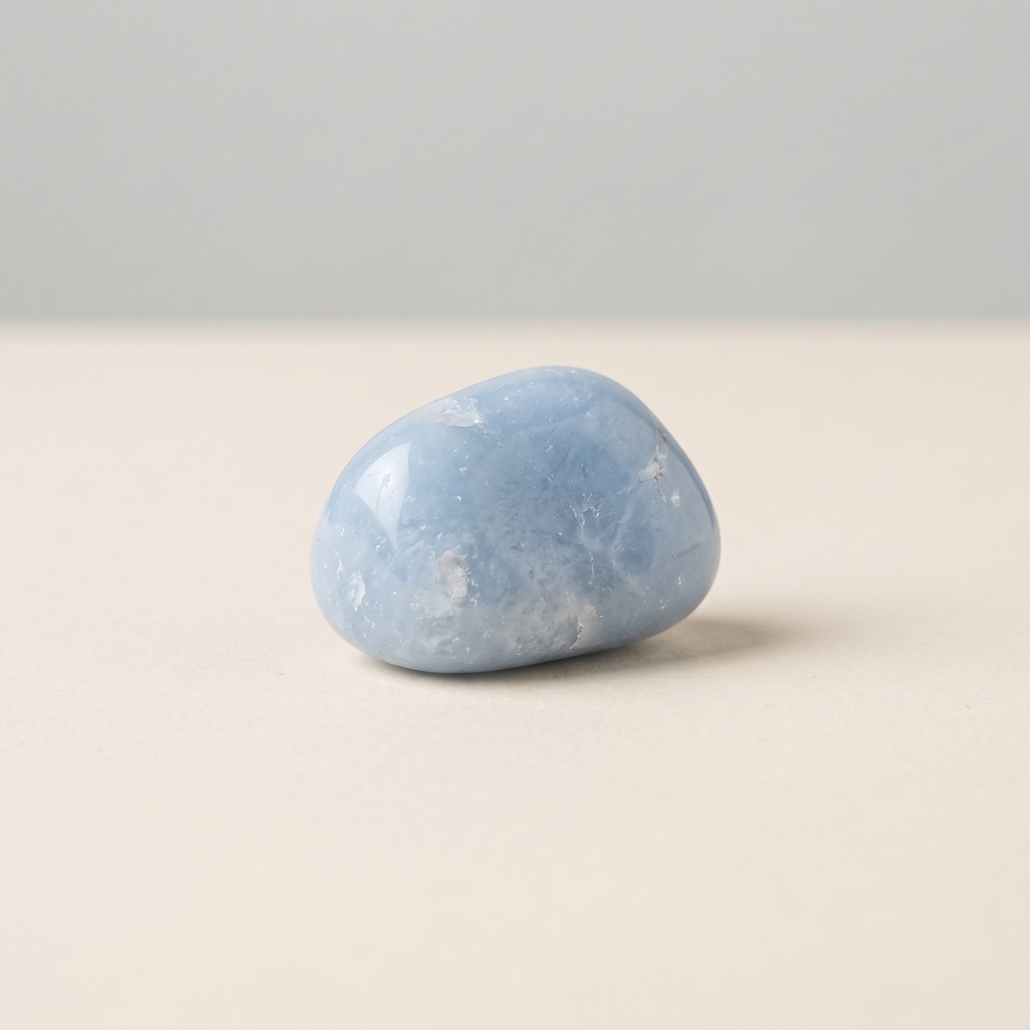 Angeliet – zachte hemelsblauwe gepolijste steen (blauw anhydriet)