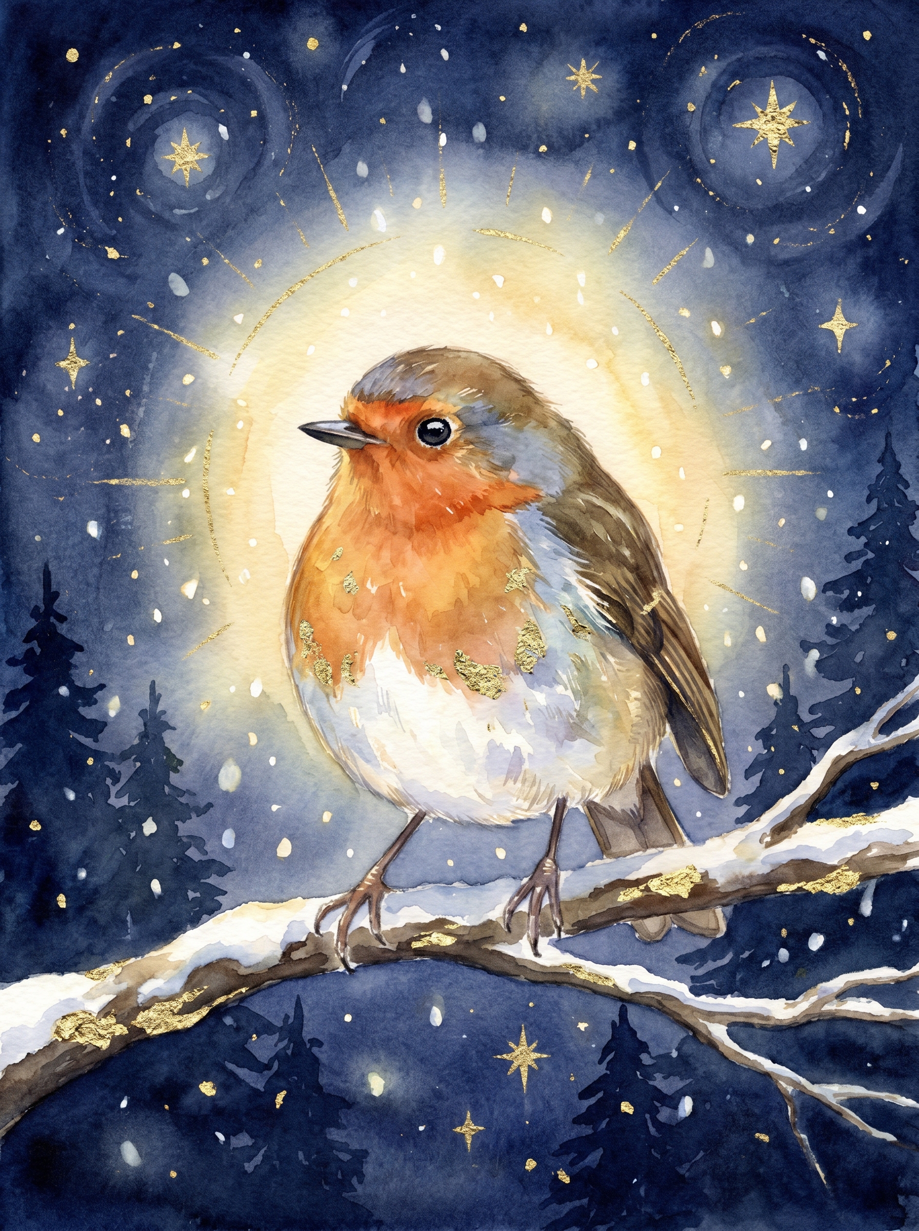 Roodborstje op tak in winterlicht - boodschapper van een dierbare