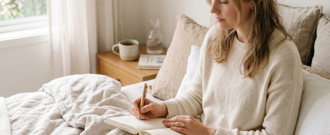 Vrouw schrijft rustig in haar journal — jouw volledige getallenprofiel